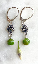 Load image into Gallery viewer, Green With Rose Earrings
