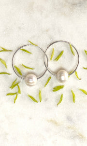 Pearl and Hoop Earrings