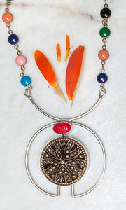 Lady Bug Antique Button Necklace