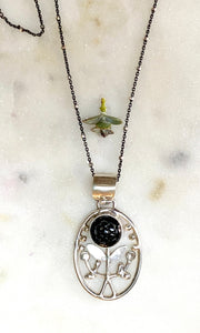 Folk Pendant Necklace With Black Button