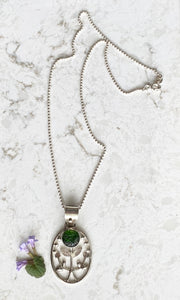 Small Green Folk Pendant Necklace