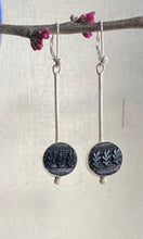 Load image into Gallery viewer, Black Antique Button Long Earrings
