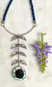 SALE/Blue Flower Drop Necklace