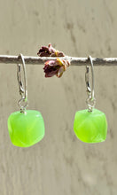 Load image into Gallery viewer, Green faceted Cube Earrings (restocked)
