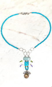 Water Lily Antique Button Necklace