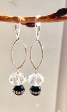 Load image into Gallery viewer, Long Crystal Set Black Onyx Earrings
