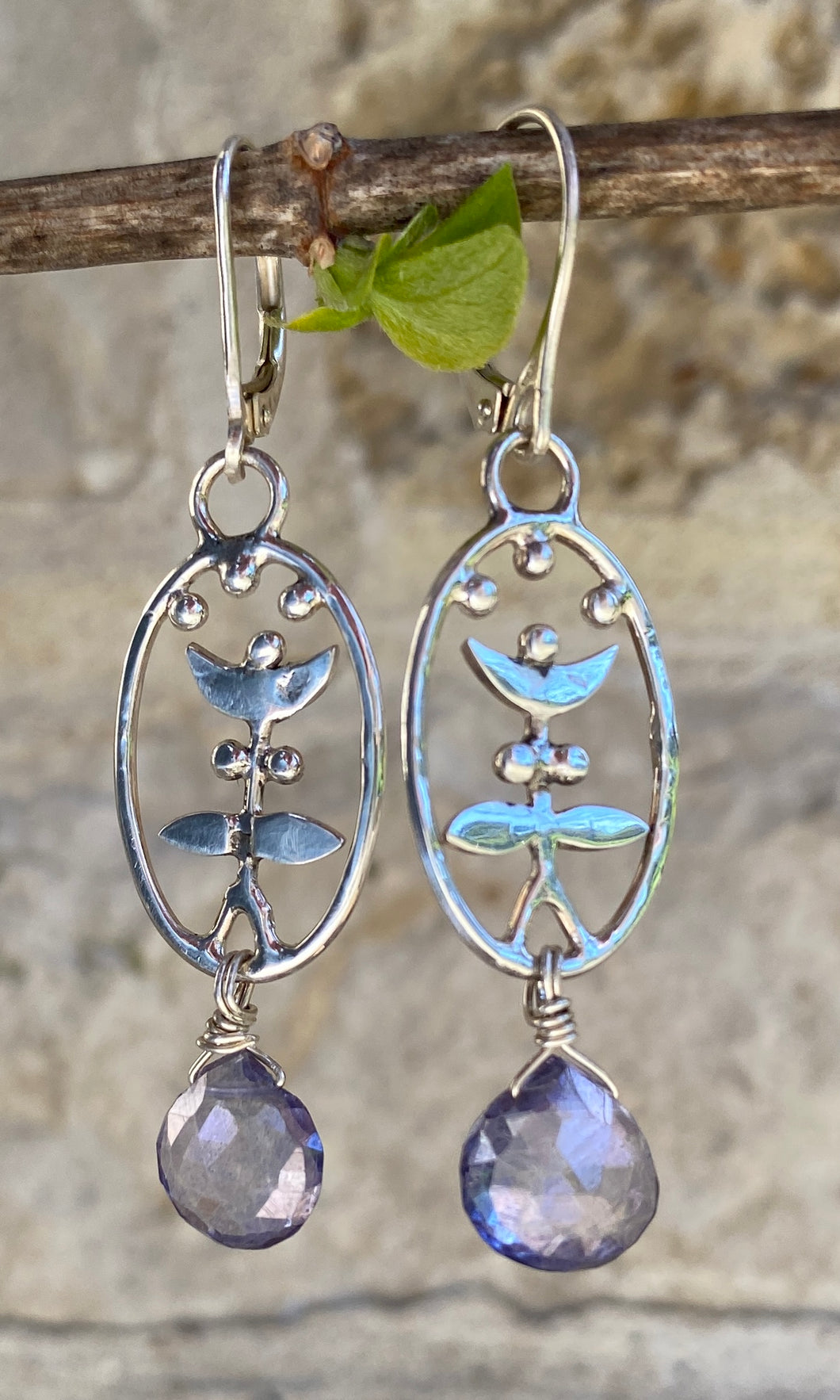 Violet Blue Chalcedony Rain Garden Earrings