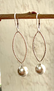Beautiful Pewter Pearl Earrings