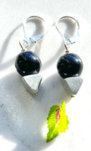 Load image into Gallery viewer, Contemporary Triangle with Black Earrings
