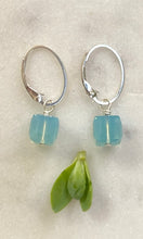 Load image into Gallery viewer, Robins Egg Blue Crystal Cube Earrings
