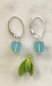 Robins Egg Blue Crystal Cube Earrings