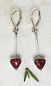 Red Bohemian Glass Button Earrings