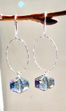 Load image into Gallery viewer, Long Blue Crystal Sparkle Earrings
