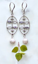 Load image into Gallery viewer, Oval with Leaves and Pearls Earrings
