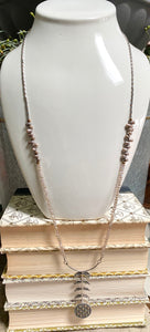 SALE/Beige Flower Drop Necklace
