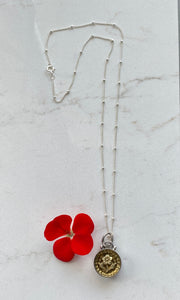 Darling 3-D Antique Button Flower Necklace