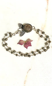 Pyrite Flower Button Bracelet