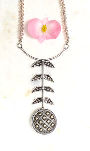 Beige Flower Drop Necklace