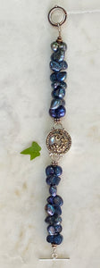 Blue Pearl Bracelet with Grape Antique Button