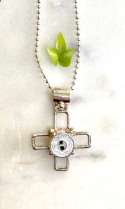 Mini White Antique Baby Button Cross (A)
