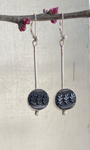 Load image into Gallery viewer, Black Antique Button Long Earrings
