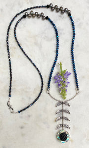 SALE/Blue Flower Drop Necklace