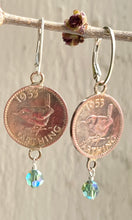 Load image into Gallery viewer, Reversible Vintage Queen and Wren Farthing Earrings
