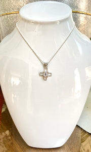 Mini White Antique Baby Button Cross (A)