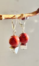 Load image into Gallery viewer, Contemporary Triangle with Red  Earrings
