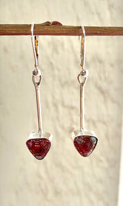 Red Bohemian Glass Button Earrings