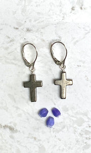 Pyrite Cross Earrings