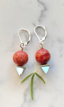 Load image into Gallery viewer, Contemporary Triangle with Red  Earrings
