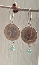 Load image into Gallery viewer, Reversible Vintage Queen and Wren Farthing Earrings
