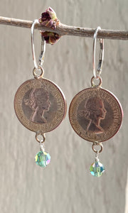 Reversible Vintage Queen and Wren Farthing Earrings