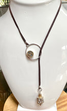 Load image into Gallery viewer, Leather Wrap Antique Button Necklace
