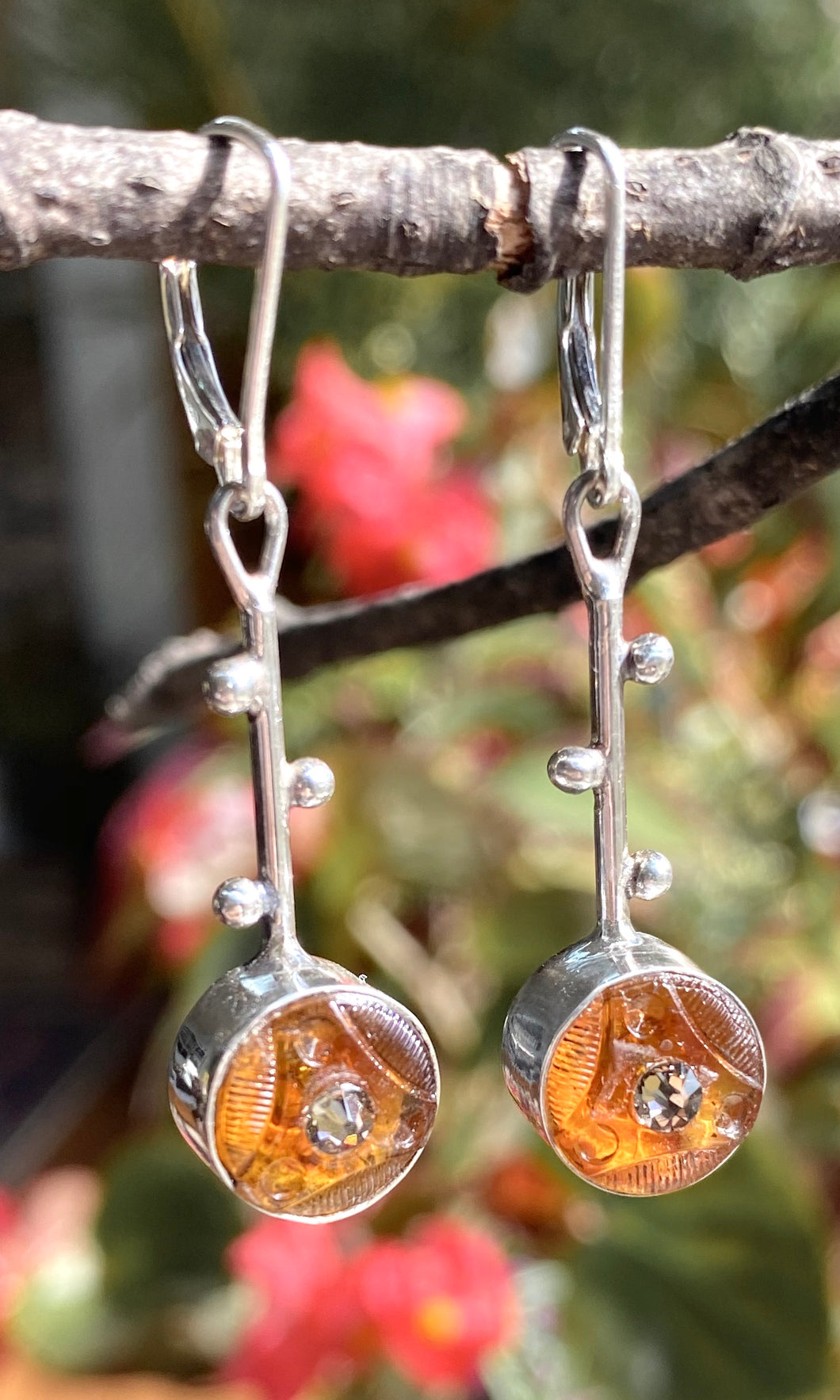 Amber Glass Branch Earrings