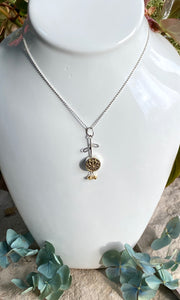 Brass Flower Drop Necklace