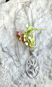 Oval Folk Flowers 1 Necklace