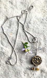 Brass Flower Drop Necklace