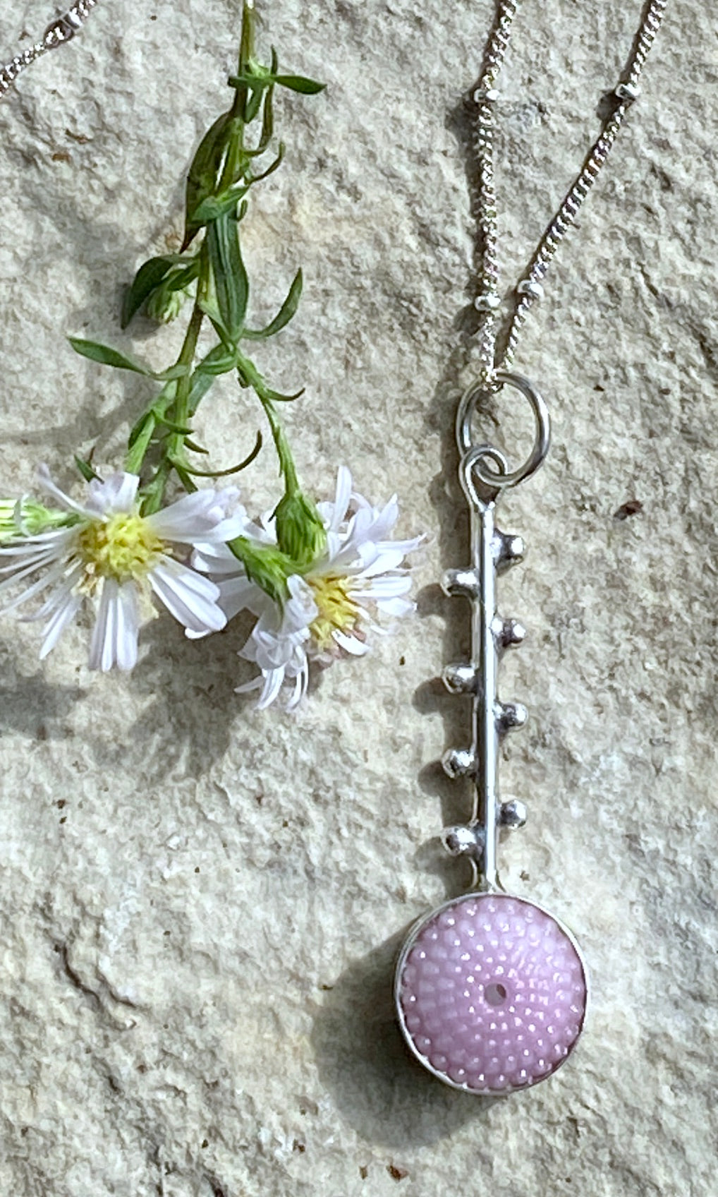 Pink Button Branch Necklace