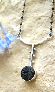 Y Branch Black Button Necklace