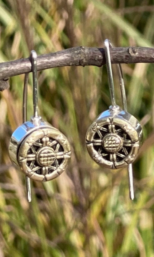Brass button Earrings