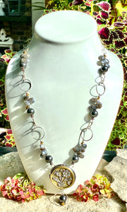 Labradorite and Flowers Necklace