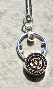 Button Circle Pendant #1 Necklace