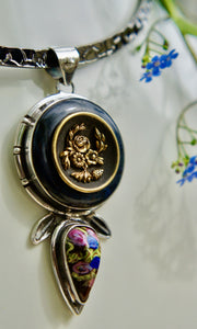 Antique Button Pendant Necklace