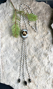 Black and White Rose Necklace