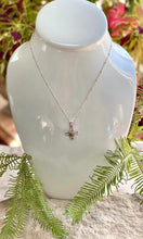 Load image into Gallery viewer, Mini Brass Antique Baby Button Cross 16&quot; Chain
