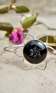 Button Flower Burst Bangle Bracelet