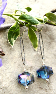 Faceted Blue Crystal Earrings