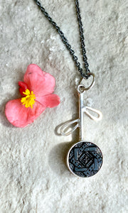 Black Flower Drop Necklace